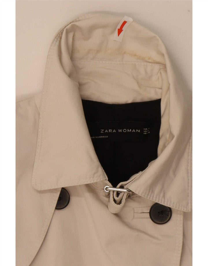 Zara Womens Trench Coat UK 12 Medium White Cotton