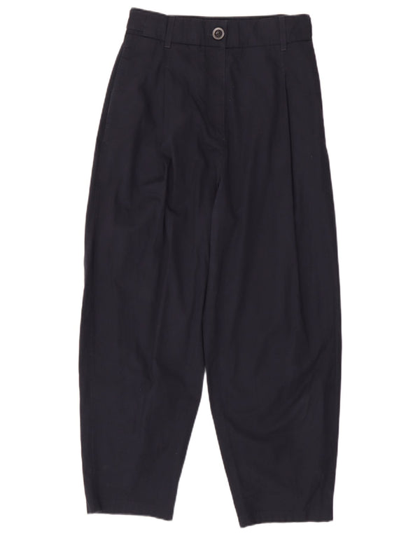 Cos Womens High Waist Loose Fit Cropped Trousers EU 34 XS W24 L24 Navy Blue
