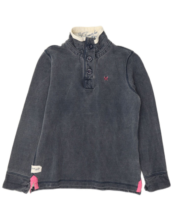 Crew Clothing Womens Button Neck Sweatshirt Jumper UK 8 Small Navy Blue