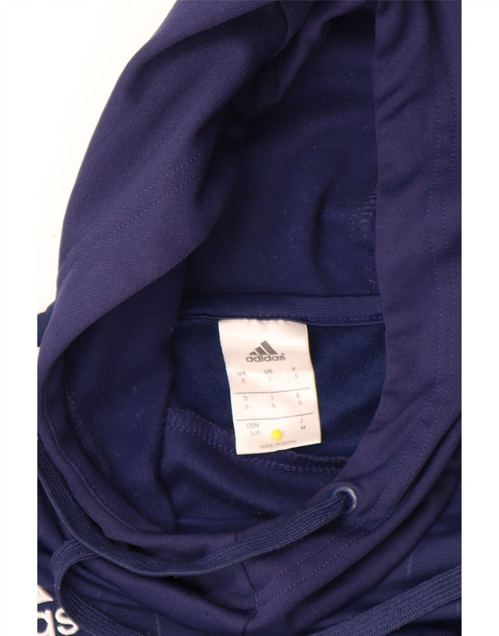 Adidas Mens Hoodie Jumper Small Navy Blue Colourblock Polyester