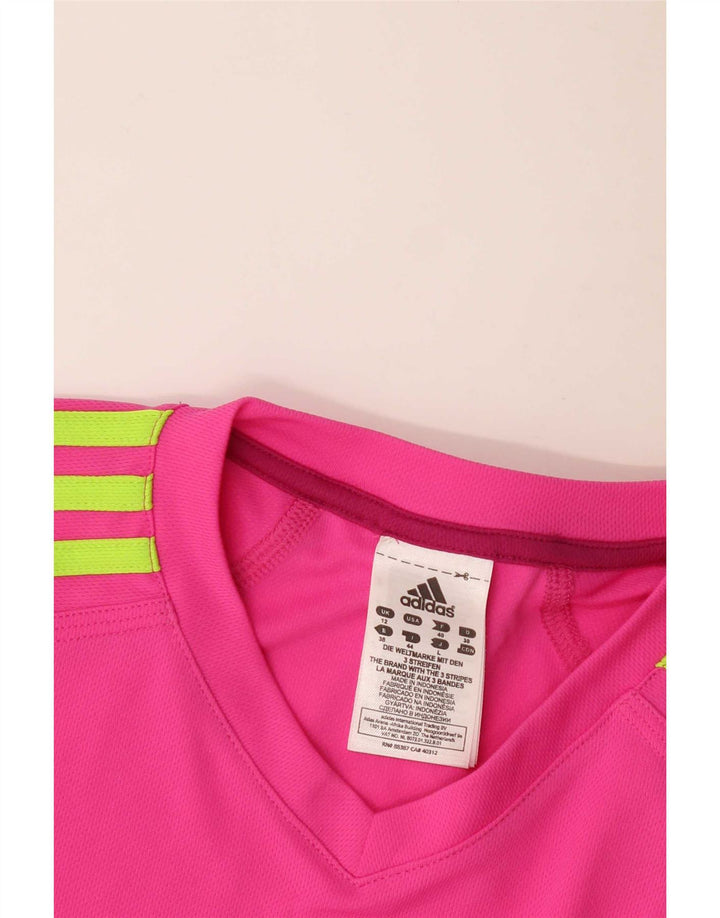 Adidas Womens T-Shirt Top UK 12 Medium Pink Polyester