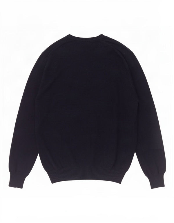 Zara Mens V-Neck Jumper Sweater Large Navy Blue