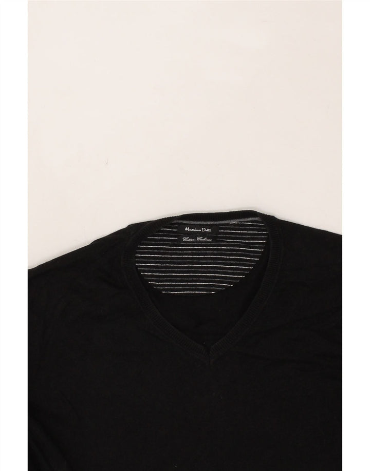 MASSIMO DUTTI Mens V-Neck Jumper Sweater XL Black Cotton Vintage Massimo Dutti and Second-Hand Massimo Dutti from Messina Hembry 