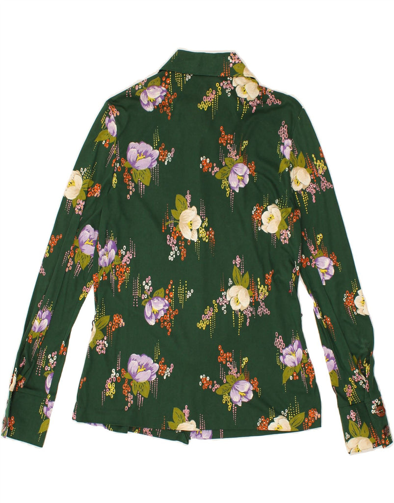 VINTAGE Womens Shirt UK 12 Medium Green Floral | Vintage Vintage | Thrift | Second-Hand Vintage | Used Clothing | Messina Hembry 