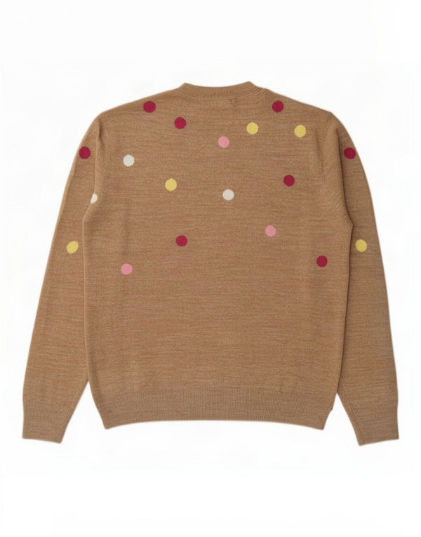 Marks & Spencer Womens Crew Neck Jumper Sweater UK 14 Large Beige Polka Dot