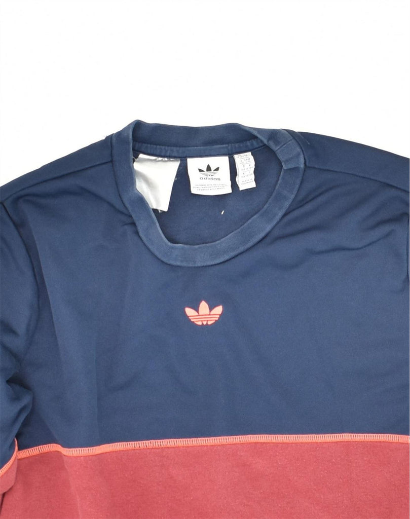 ADIDAS Boys Sweatshirt Jumper 13-14 Years Navy Blue Colourblock Cotton | Vintage Adidas | Thrift | Second-Hand Adidas | Used Clothing | Messina Hembry 