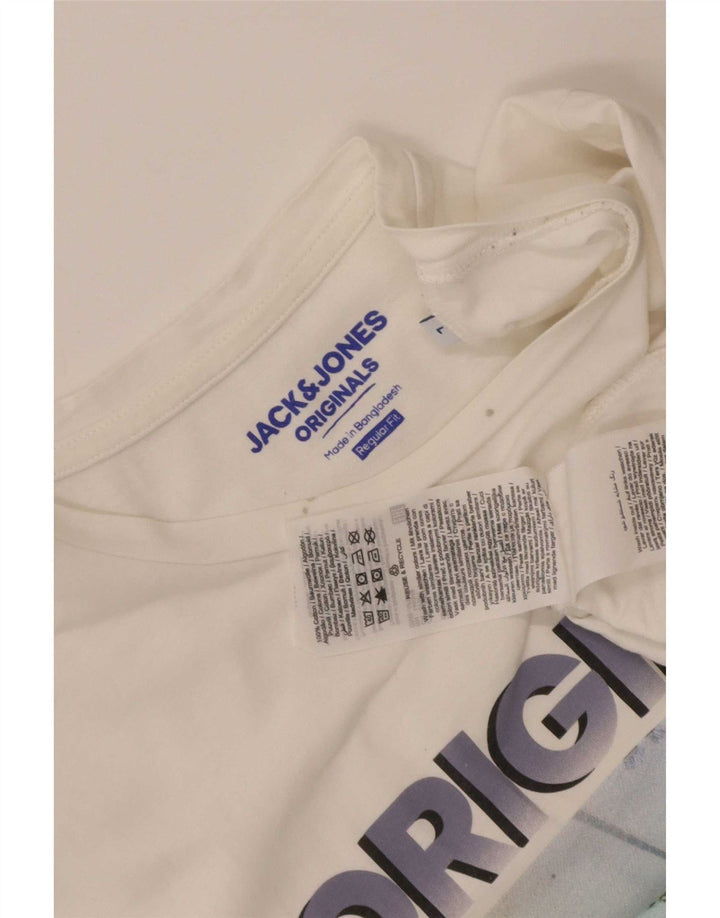 Jack & Jones Mens Regular Fit Graphic T-Shirt Top Large White Cotton