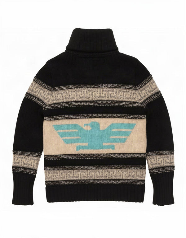 Superdry Mens Graphic Cardigan Sweater Large Black Colourblock Acrylic