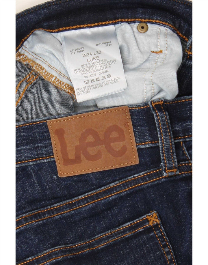 Lee Mens Luke Slim Jeans W34 L32 Navy Blue Cotton