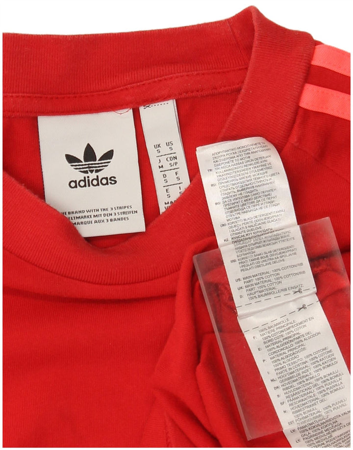 Adidas Mens Top Long Sleeve Small Red Cotton