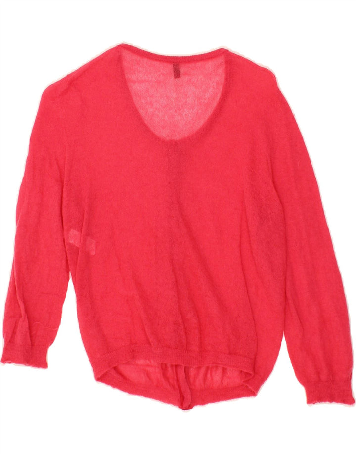 BENETTON Womens Crop Cardigan Sweater UK 12 Medium Pink Polyamide Vintage Benetton and Second-Hand Benetton from Messina Hembry 