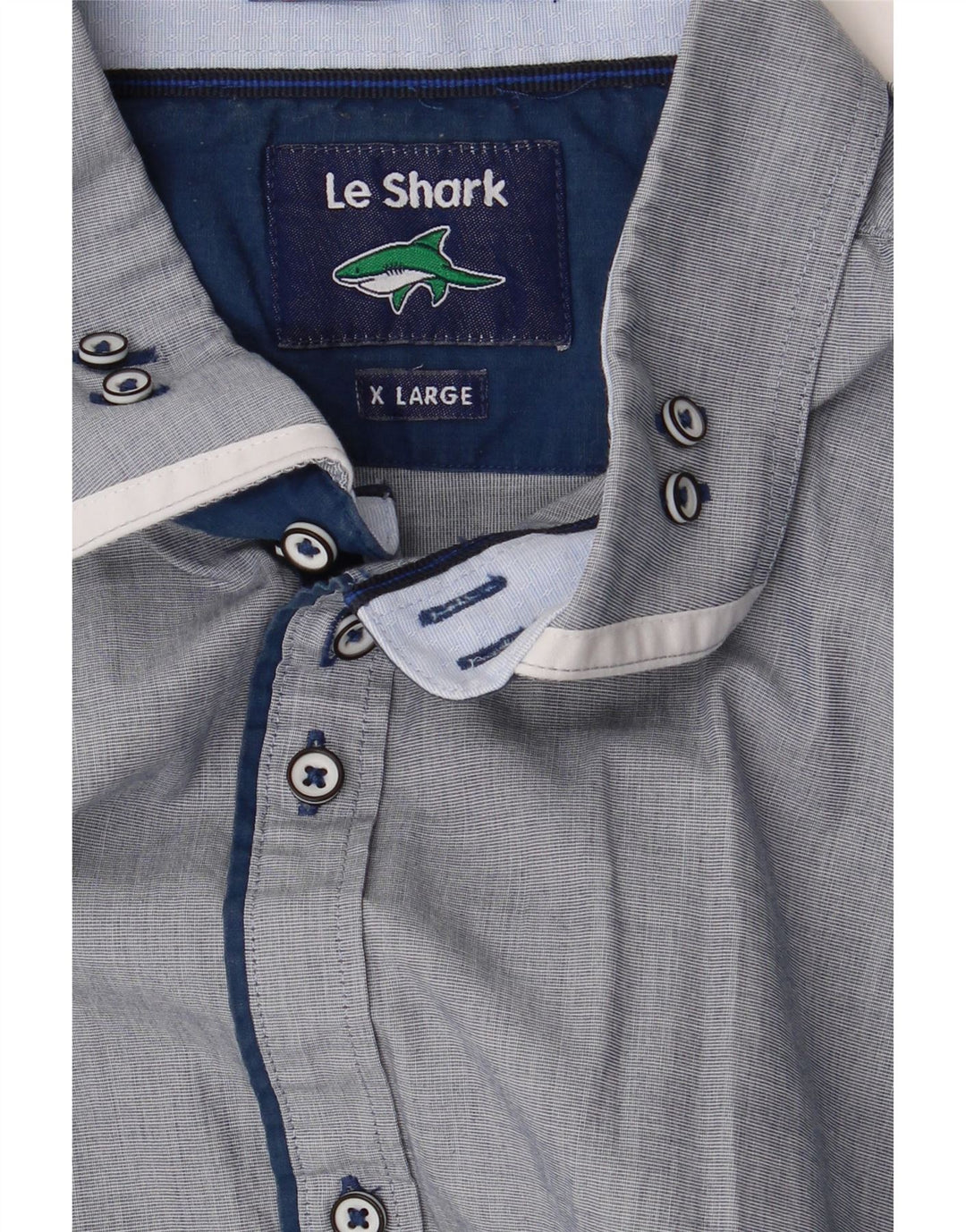 LE SHARK Mens Shirt XL Grey Cotton Vintage Le Shark and Second-Hand Le Shark from Messina Hembry 