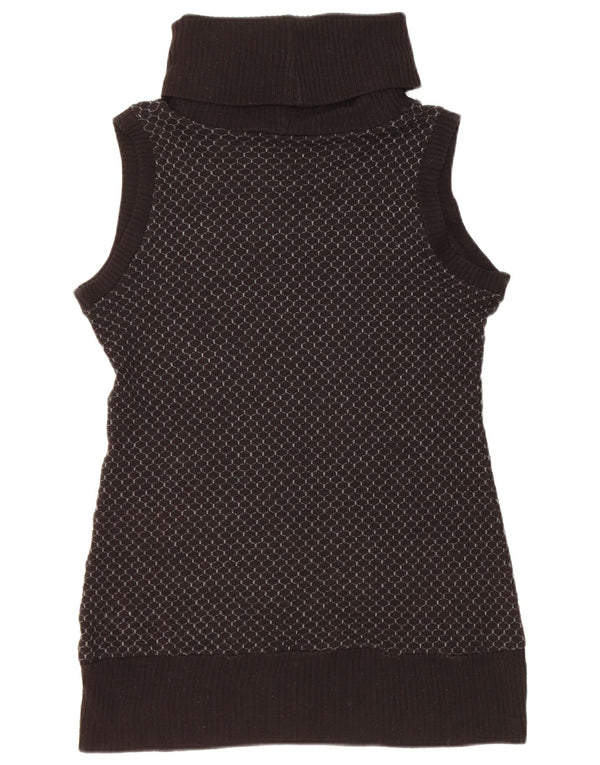 PIAZZA ITALIA Womens Roll Neck Vest Tank Top UK 16 Large Black Geometric
