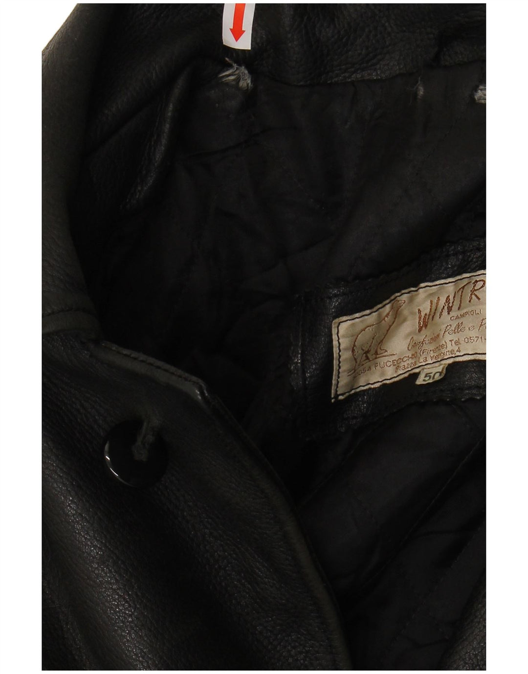 Vintage Mens Leather Jacket IT 50 Large Black Leather