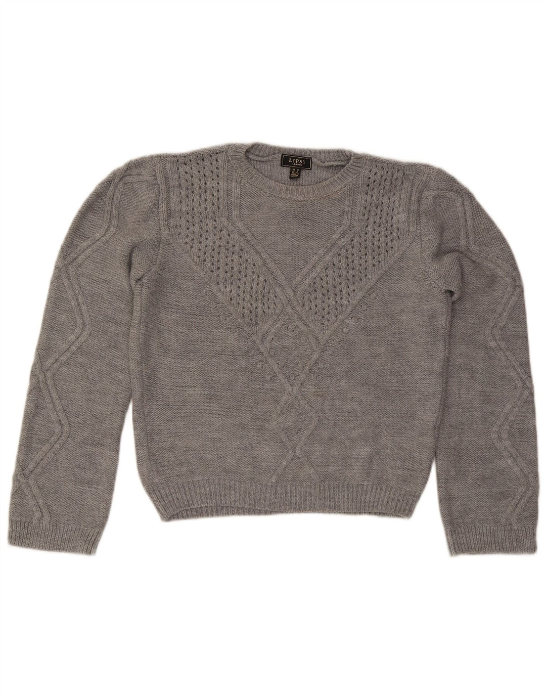 Lipsy Womens Crew Neck Jumper Sweater UK 12 Medium Grey Acrylic