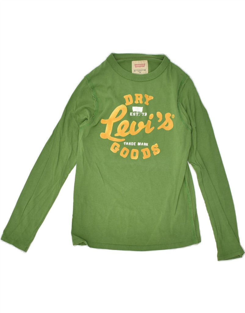 LEVI'S Girls Graphic Top Long Sleeve 11-12 Years Green Cotton | Vintage Levi's | Thrift | Second-Hand Levi's | Used Clothing | Messina Hembry 