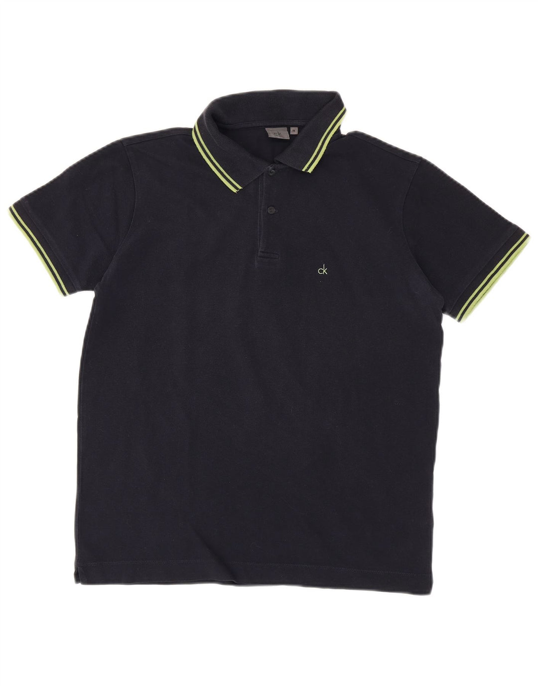 CALVIN KLEIN Mens Polo Shirt Medium Navy Blue Cotton