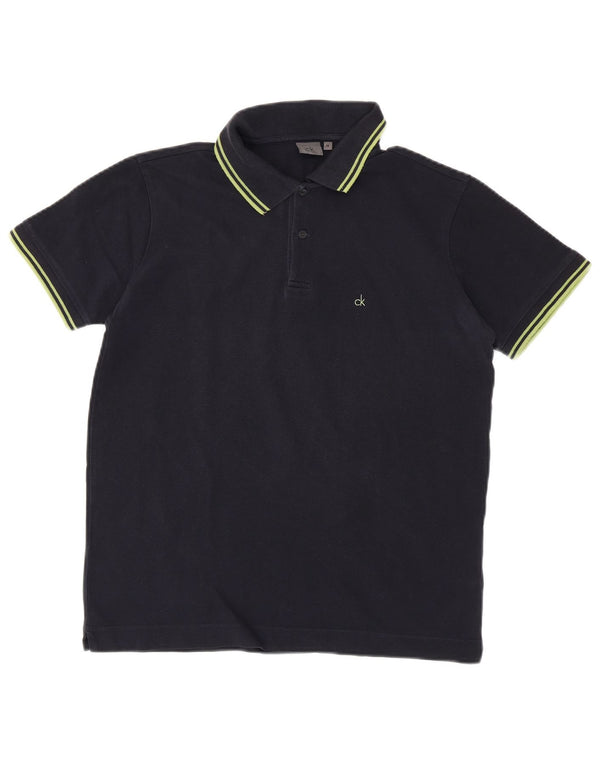 CALVIN KLEIN Mens Polo Shirt Medium Navy Blue Cotton