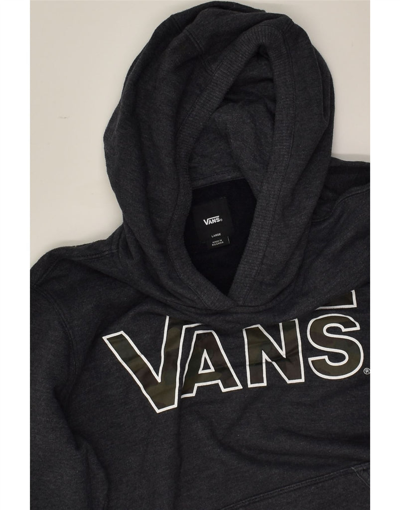 VANS Womens Graphic Hoodie Jumper UK 14 Large Grey Cotton | Vintage Vans | Thrift | Second-Hand Vans | Used Clothing | Messina Hembry 