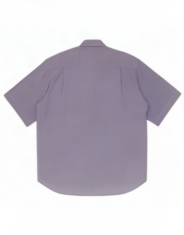 Sergio Tacchini Mens Short Sleeve Shirt XL Blue Gingham Cotton