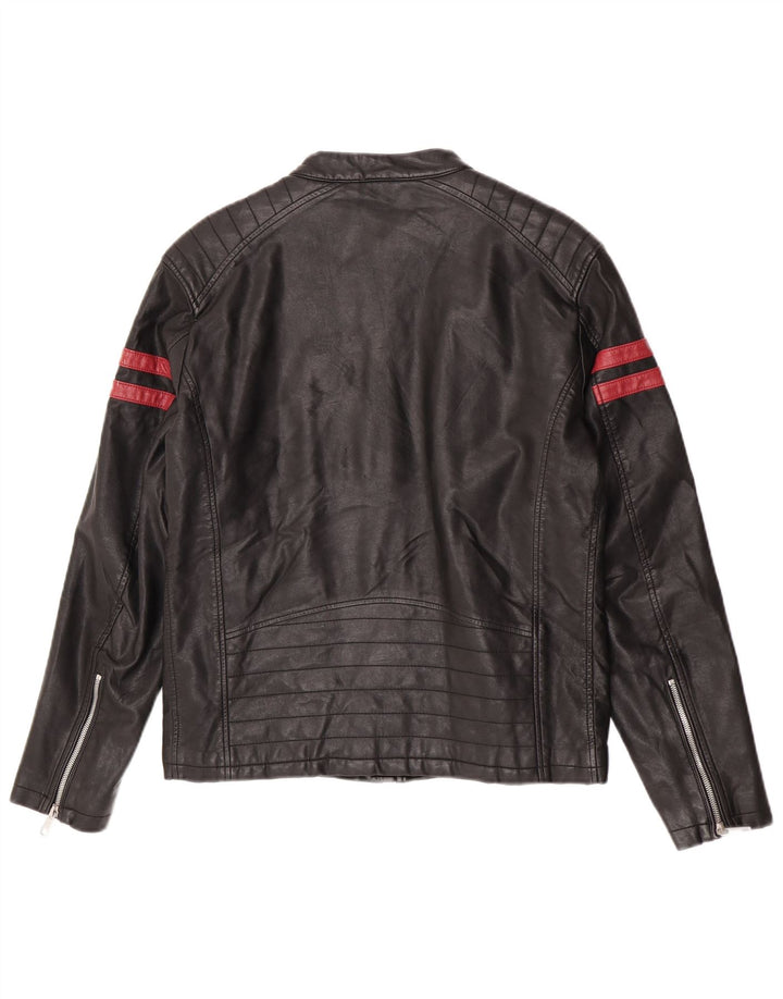 Zara Mens Biker Jacket UK 38 Medium Black Striped