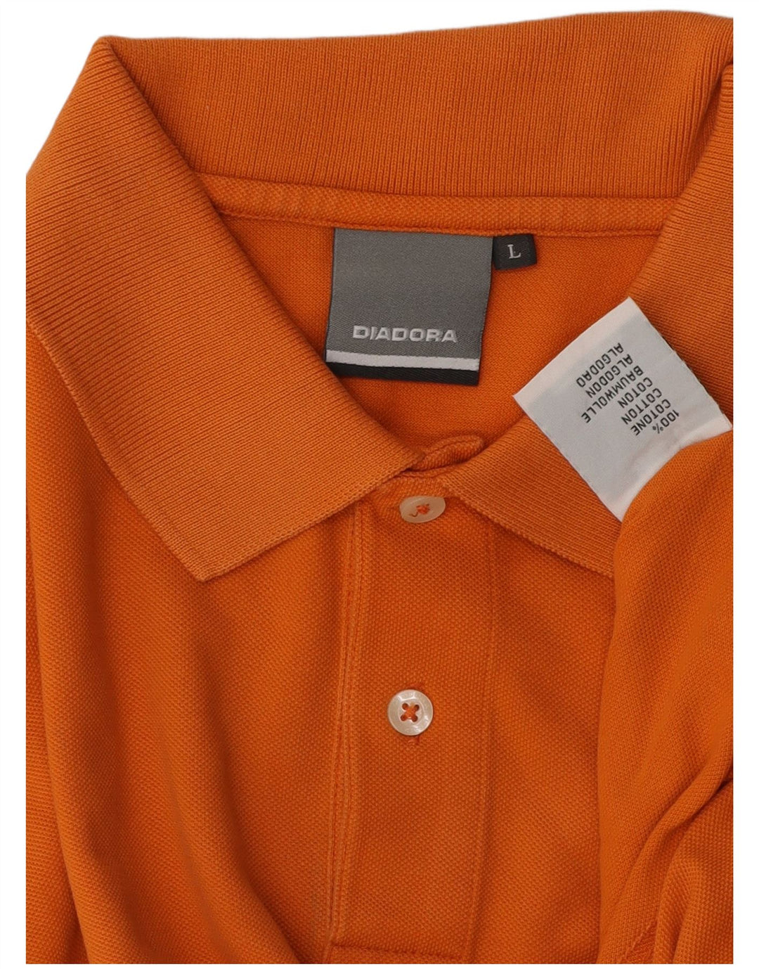 Diadora Mens Polo Shirt Large Orange Cotton