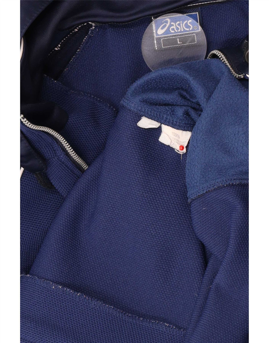 Asics Mens Graphic Hooded Tracksuit Top Jacket Large Blue Colourblock