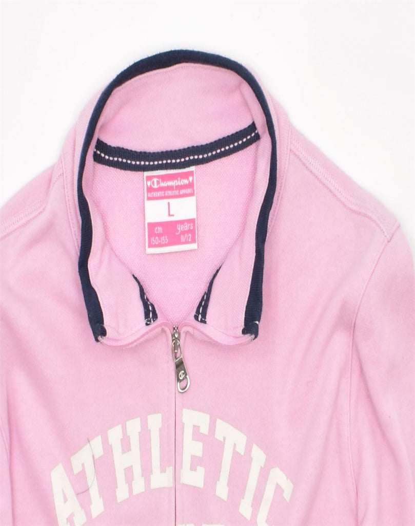 CHAMPION Girls Graphic Tracksuit Top Jacket 11-12 Years Large Pink Cotton | Vintage | Thrift | Second-Hand | Used Clothing | Messina Hembry 