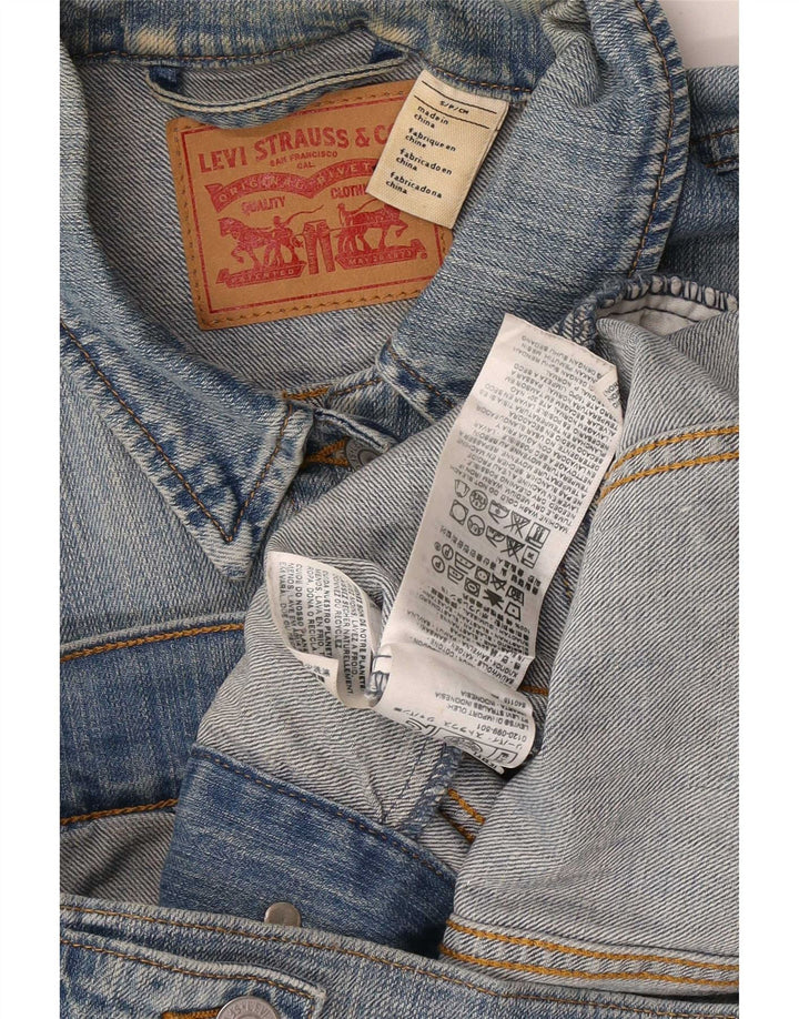 Levi's Womens Graphic Denim Jacket UK 8 Small Blue Cotton