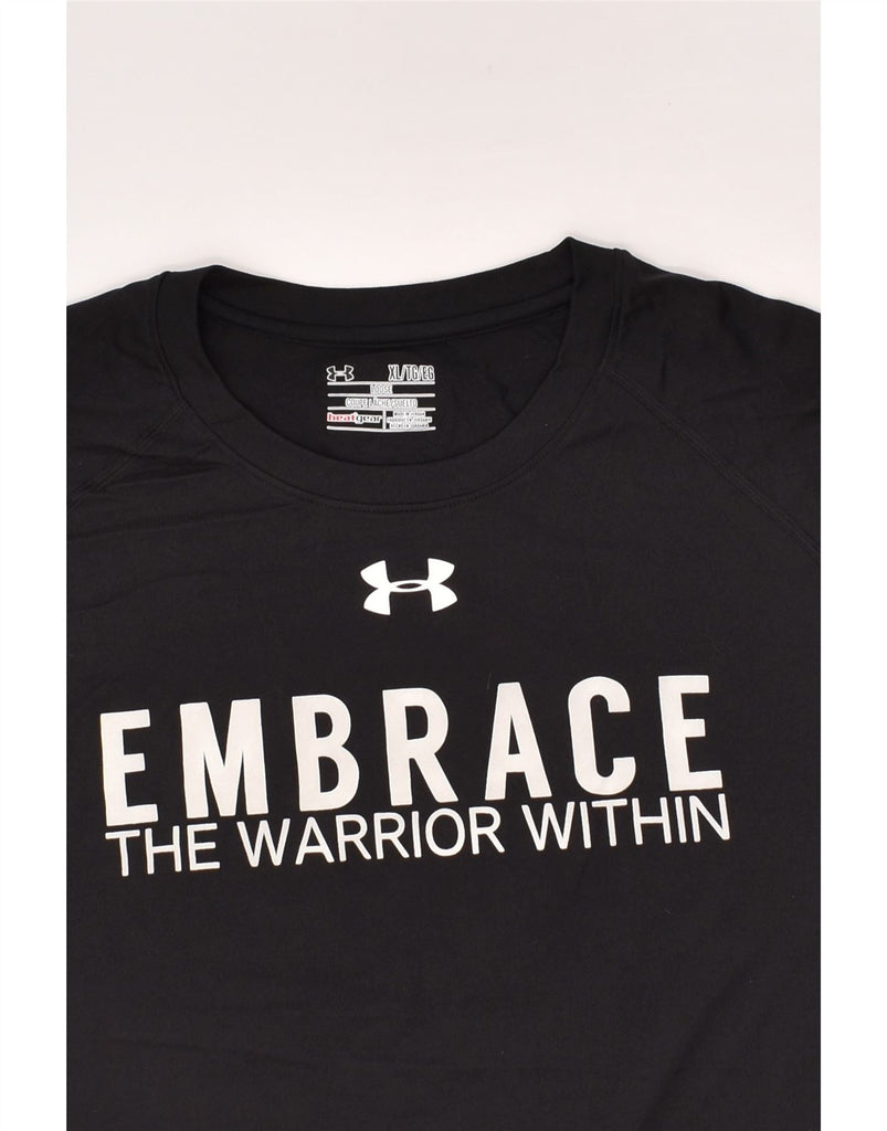 UNDER ARMOUR Mens Heat Gear Graphic T-Shirt Top XL Black Cotton | Vintage Under Armour | Thrift | Second-Hand Under Armour | Used Clothing | Messina Hembry 