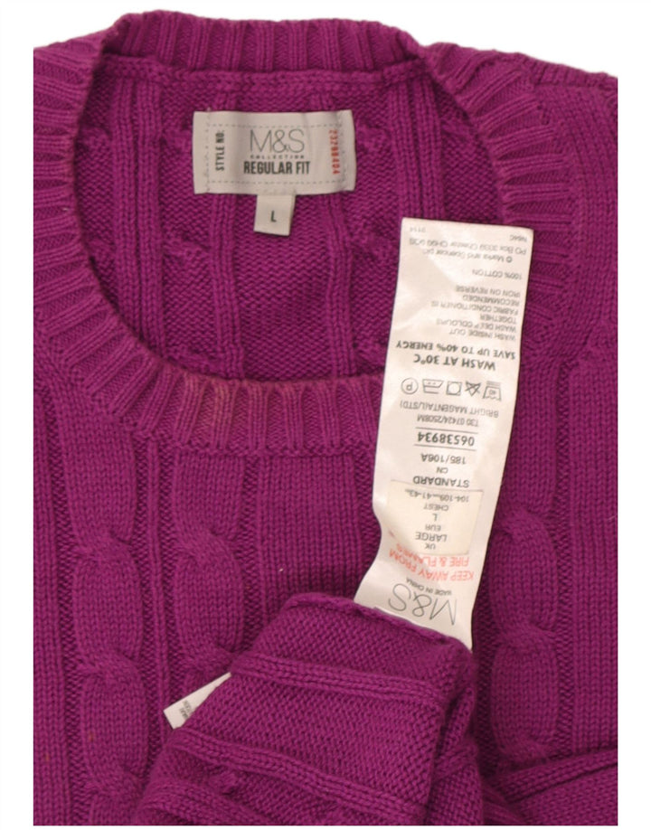 Marks & Spencer Mens Crew Neck Jumper Sweater Large Purple Cotton