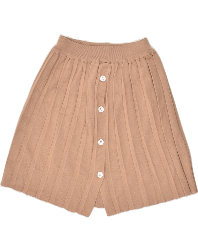 VINTAGE Womens Knit Pleated Skirt W26 Small  Beige | Vintage Vintage | Thrift | Second-Hand Vintage | Used Clothing | Messina Hembry 