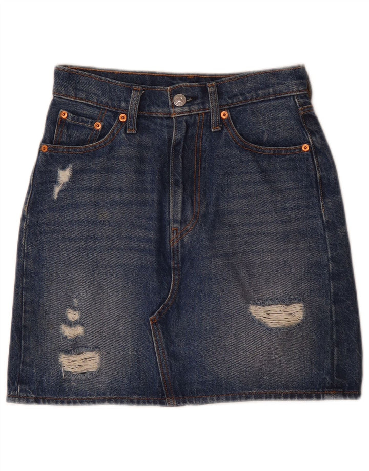 Levi's Womens Distressed Denim Skirt W24 XS Blue Cotton