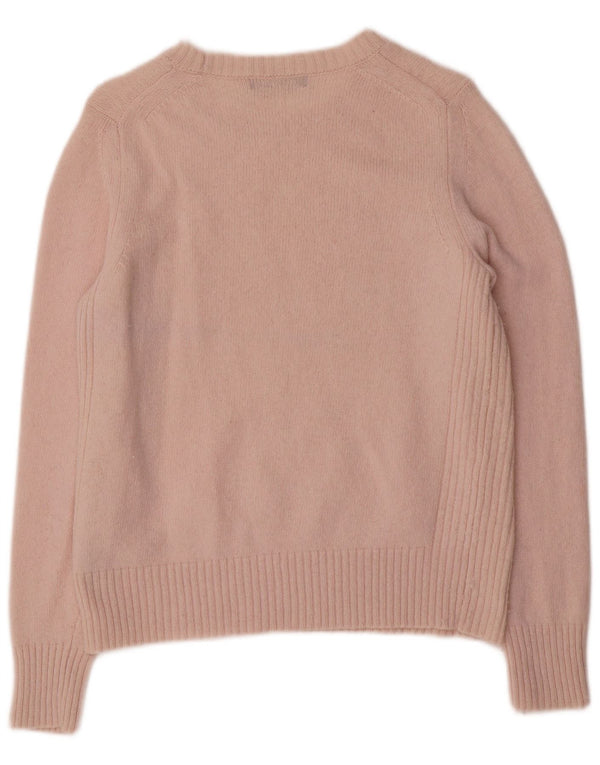 Marks & Spencer Womens Boat Neck Jumper Sweater UK 14 Medium Pink Wool