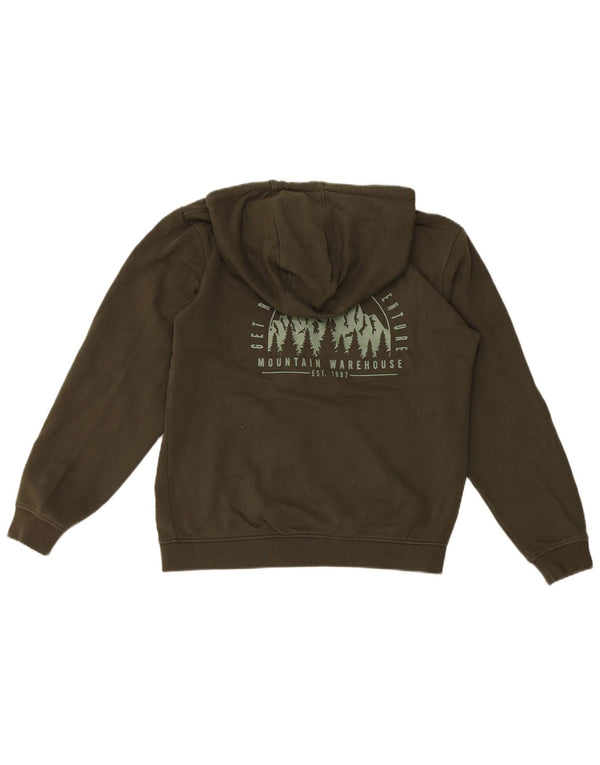 Mountain Warehouse Mens Graphic Zip Hoodie Sweater Small Khaki Cotton