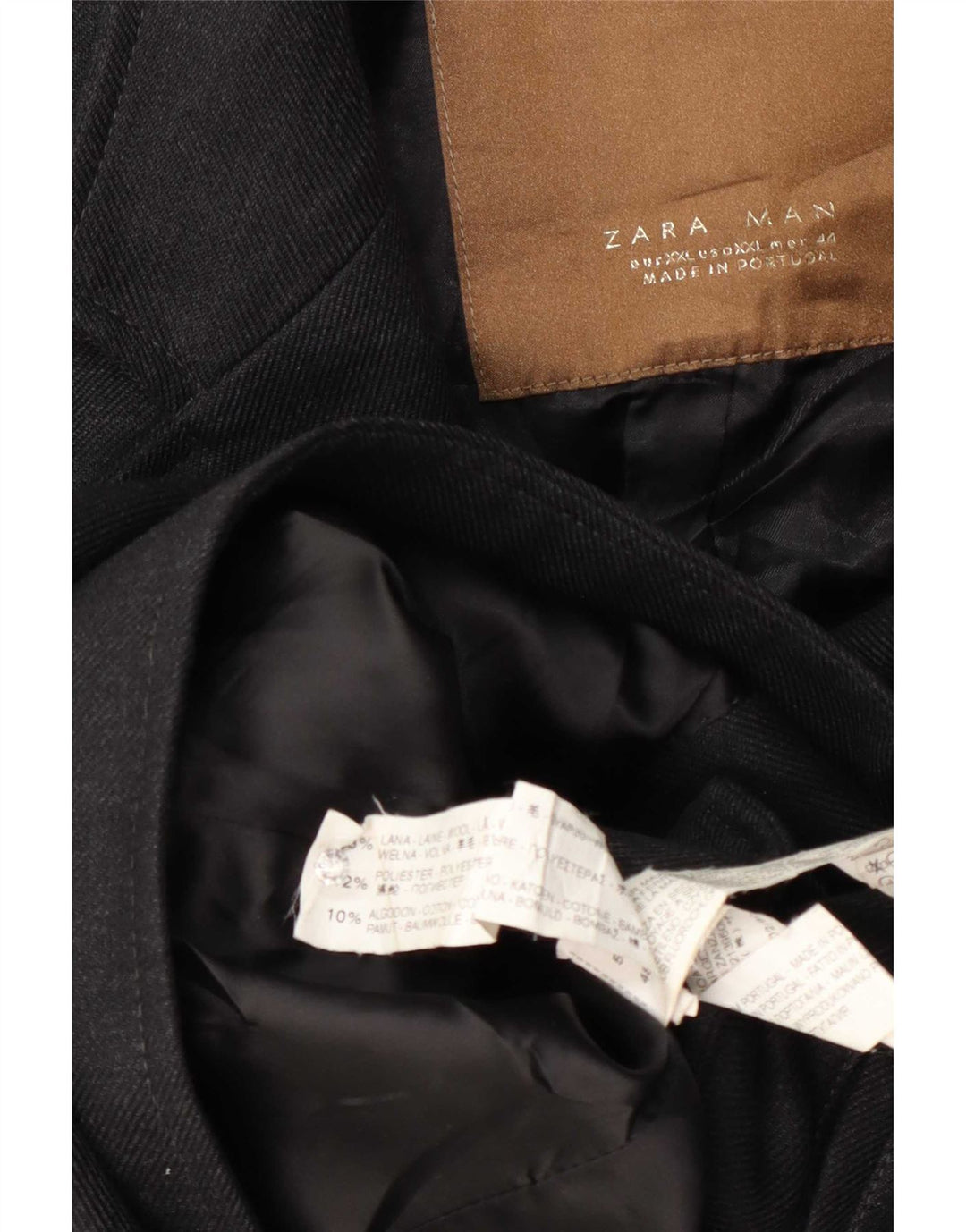 Zara Mens Overcoat UK 44 2XL Navy Blue Wool