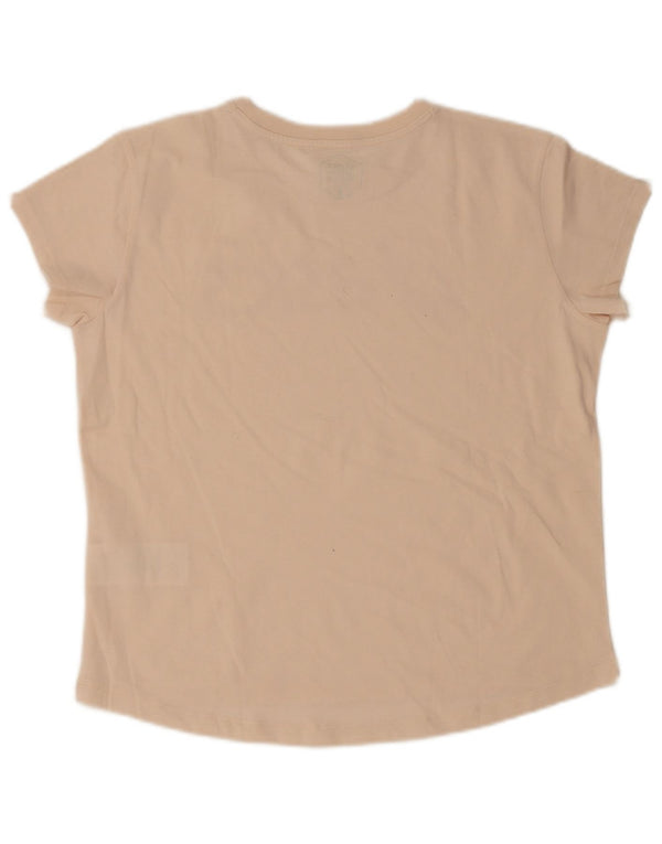 Asics Womens Graphic T-Shirt Top UK 16 Large Beige Cotton