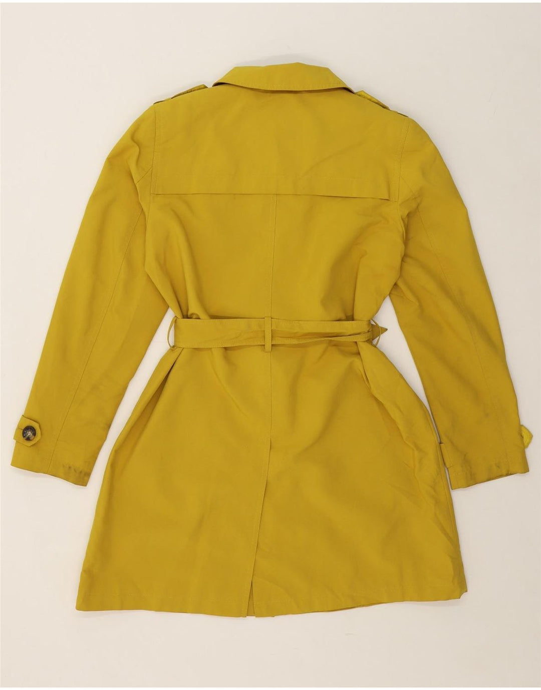 MARKS & SPENCER Womens Trench Coat UK 14 Large Yellow Polyester Vintage Marks & Spencer and Second-Hand Marks & Spencer from Messina Hembry 