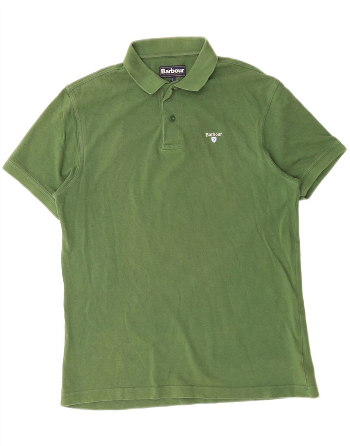 Barbour Mens Polo Shirt Large Green Cotton
