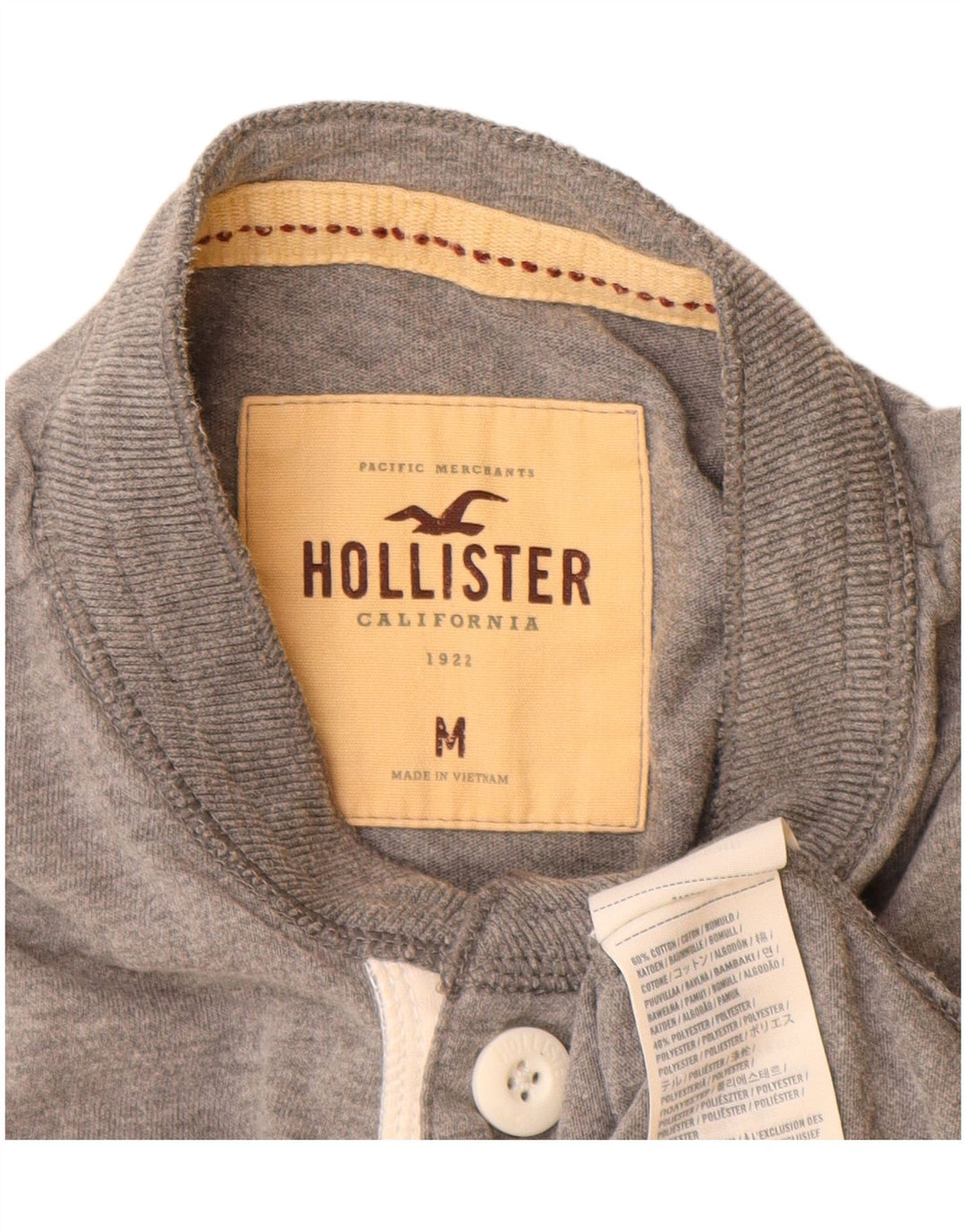 Hollister Mens T-Shirt Top Medium Grey Cotton