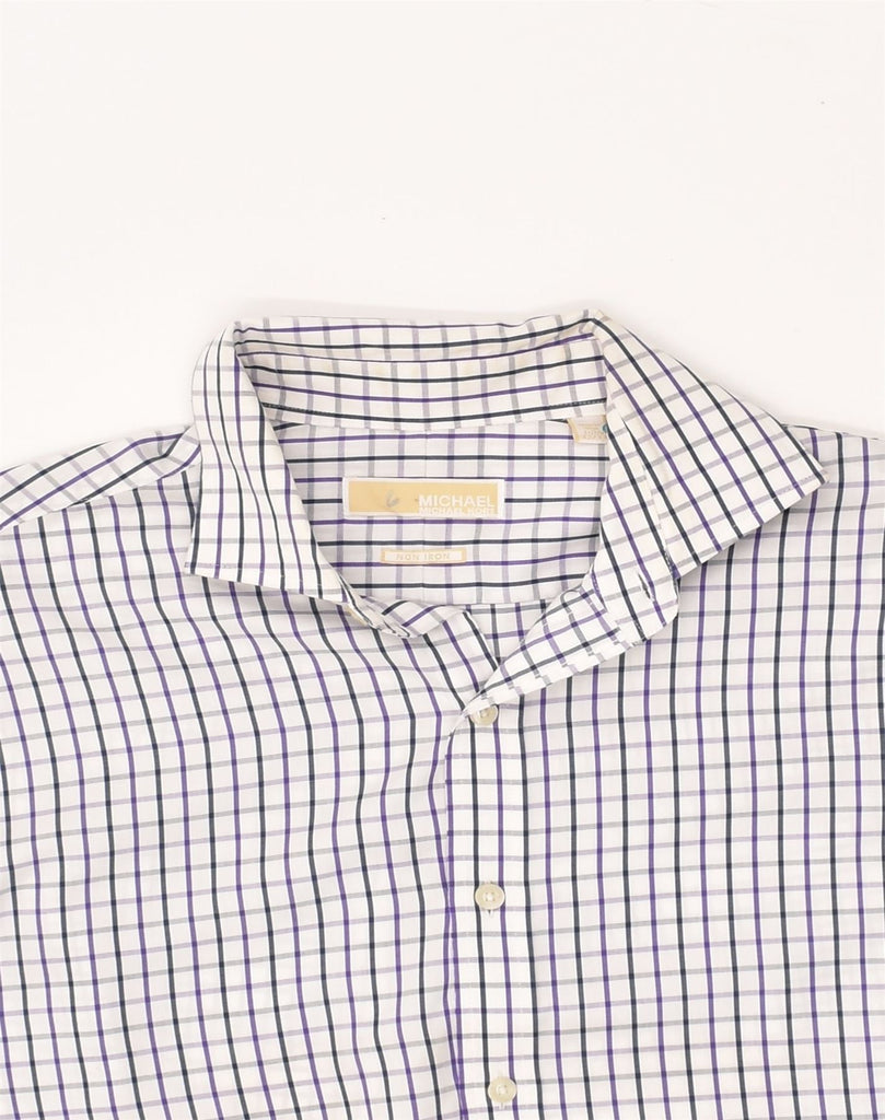 MICHAEL KORS Mens Formal Shirt Size 15 1/2 Medium White Check Cotton | Vintage Michael Kors | Thrift | Second-Hand Michael Kors | Used Clothing | Messina Hembry 