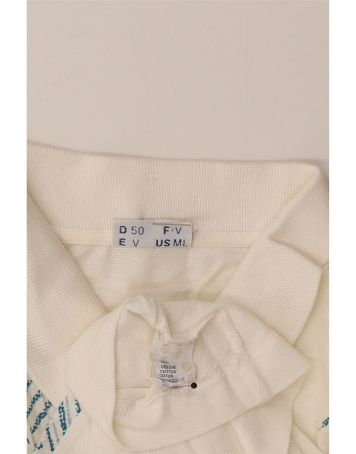 Sergio Tacchini Mens Polo Shirt IT 50 Medium White Geometric Cotton