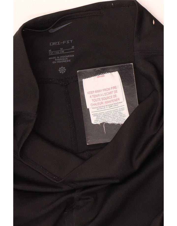 Nike Girls Dri Fit Leggings 10-11 Years Medium Black Polyester