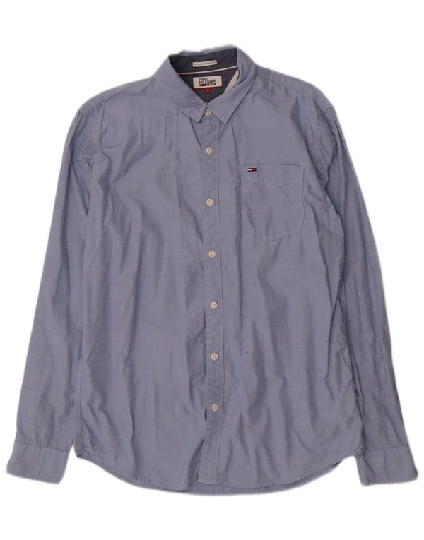 TOMMY HILFIGER Mens Shirt Large Blue Cotton