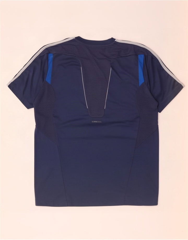 Adidas Mens Climacool T-Shirt Top Large Navy Blue Colourblock Polyester