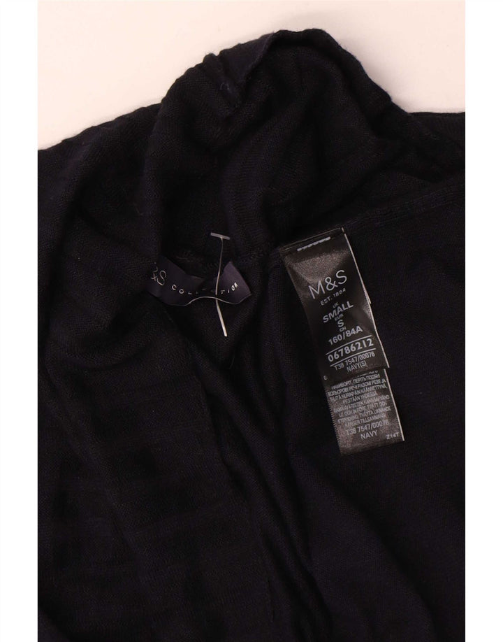 Marks & Spencer Womens Open Cardigan Sweater UK 10 Small Navy Blue Viscose