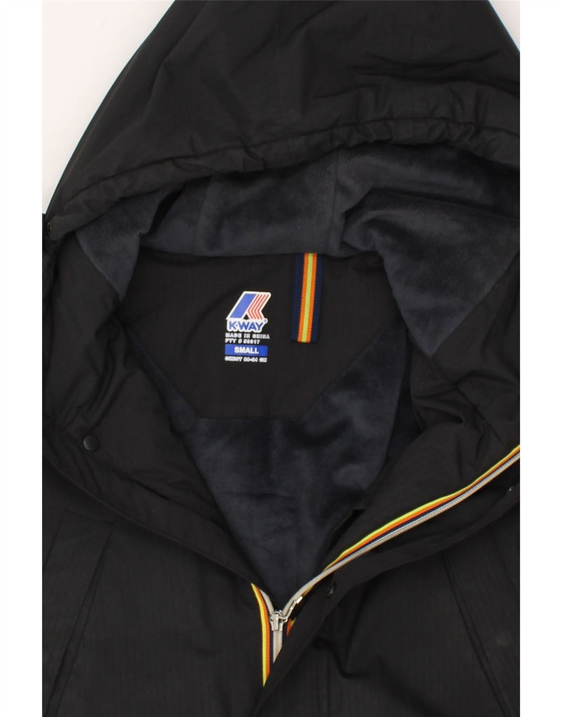K-WAY Mens Hooded Windbreaker Jacket UK 36 Small Black Polyamide | Vintage K-Way | Thrift | Second-Hand K-Way | Used Clothing | Messina Hembry 