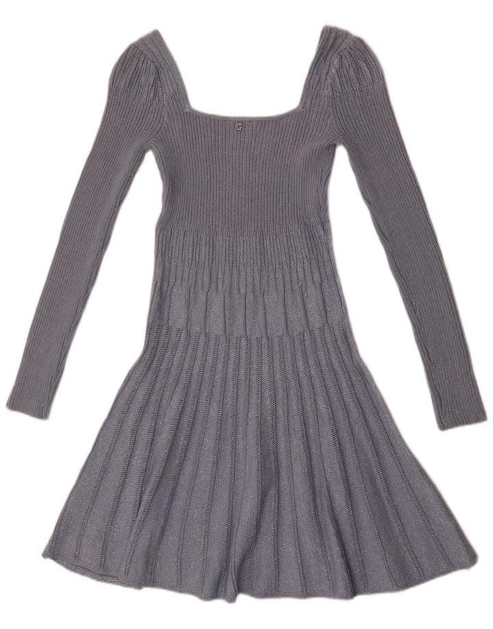 Guess Womens Long Sleeve Jumper Dress UK 12 Medium Grey Rayon