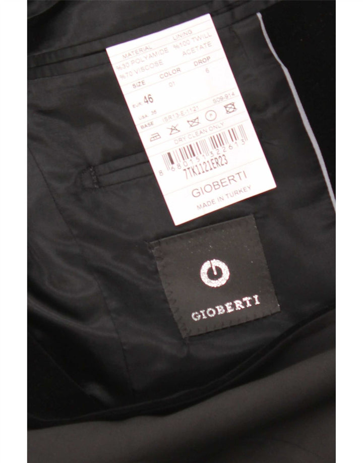 Gioberti Mens 1 Button Blazer Jacket EU 46 Small Black Viscose