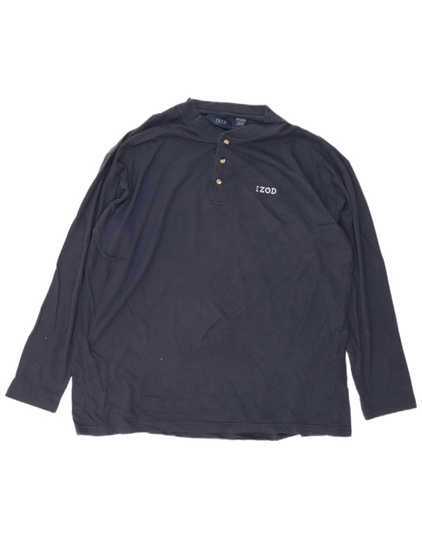 IZOD Mens Top Long Sleeve Large Navy Blue Cotton